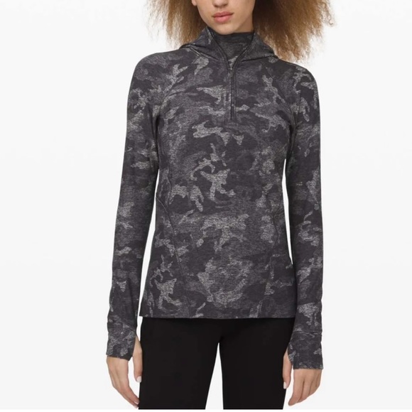 Lululemon Warm Stabilizer 1/2 Zip Hoodie Incognito Camo Size 4 - Picture 2 of 11